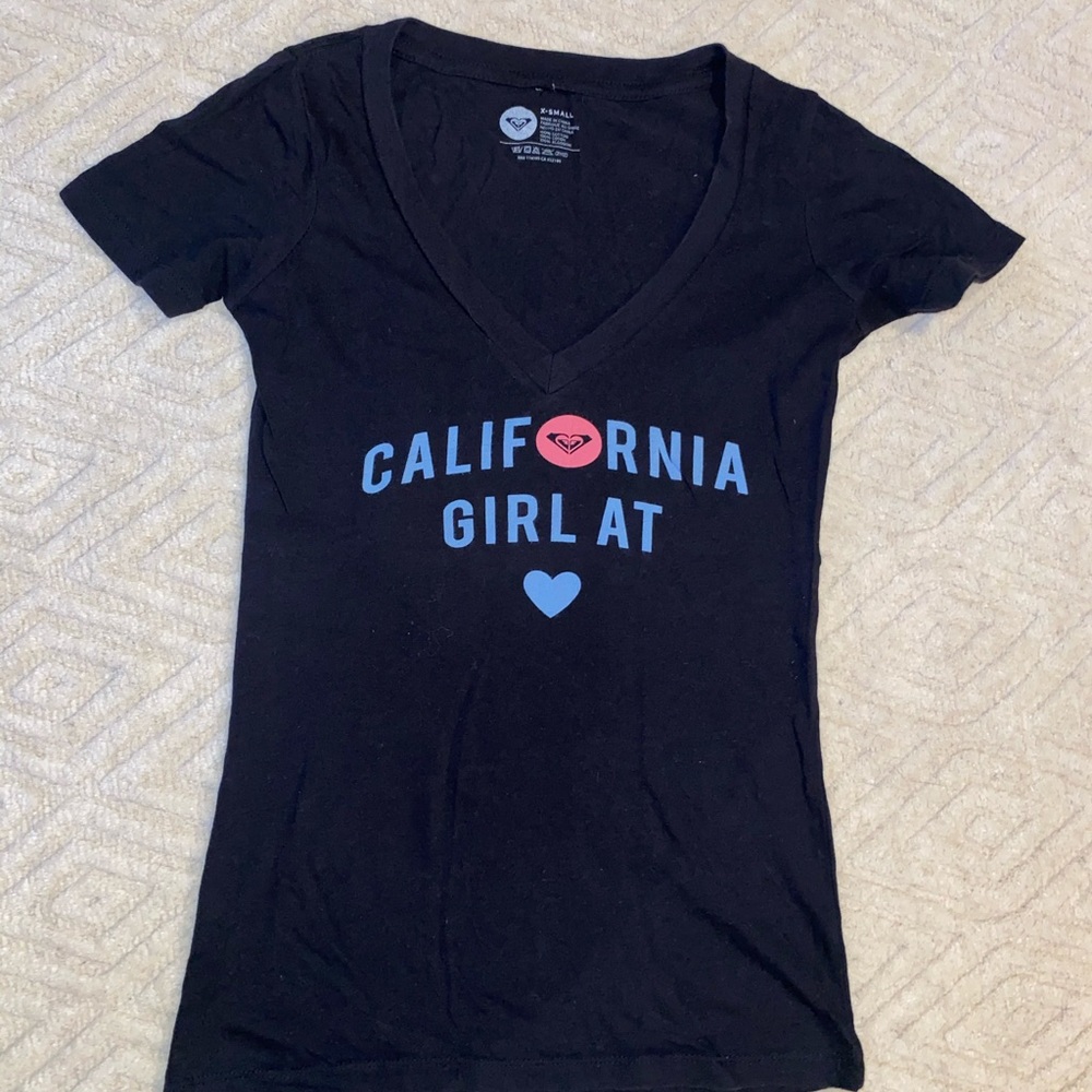 Roxy black v-neck t shirt